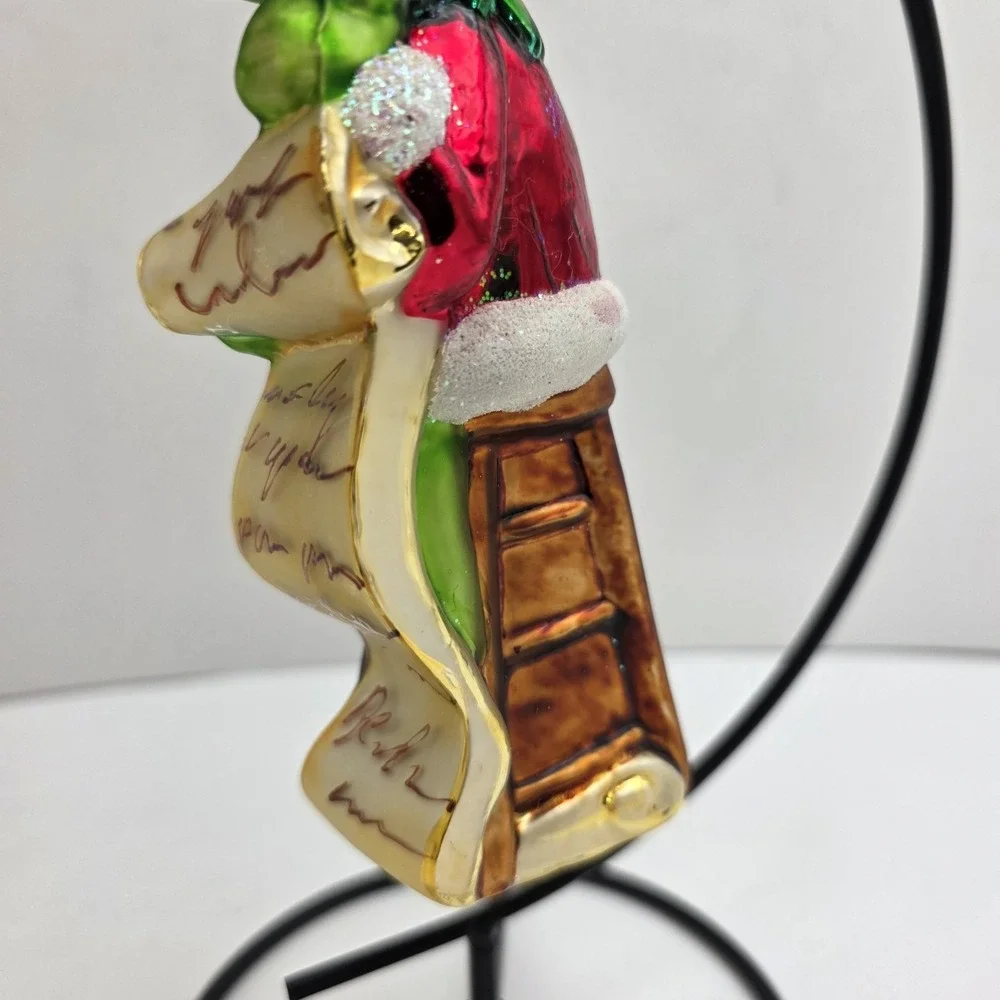 Christopher Radko Kermit Muppets Checking It Twice 1997 Glass Christmas Ornament